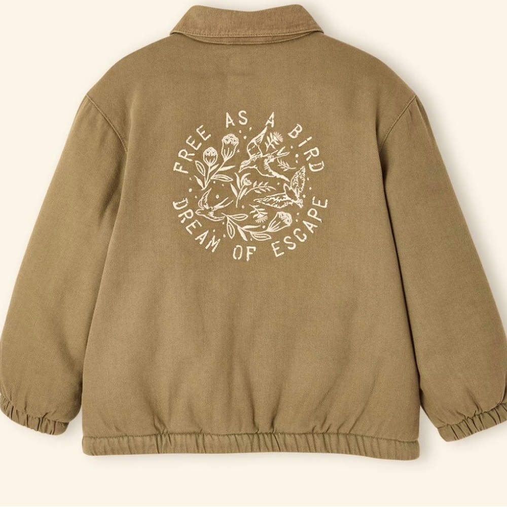Vertbaudet Quilted Khaki Jacket with Embroidery